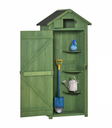 Outsunny Wooden Garden Storage Shed Tool Storage Box, 77 x 54 x 179 cm, Green