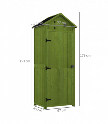 Outsunny Wooden Garden Storage Shed Tool Storage Box, 77 x 54 x 179 cm, Green