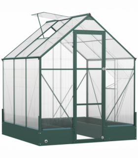 Greenhouse Polycarbonate Transparent Green 190cm x 190cm x 220cm Walk-in