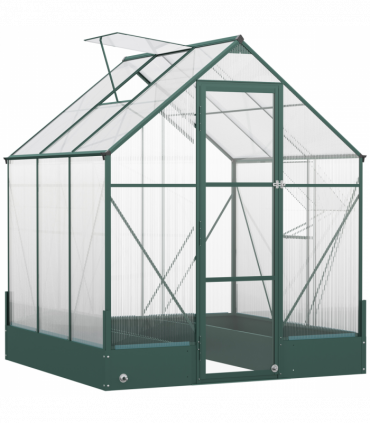 Greenhouse Polycarbonate Transparent Green 190cm x 190cm x 220cm Walk-in