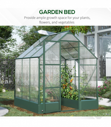 Greenhouse Polycarbonate Transparent Green 190cm x 190cm x 220cm Walk-in