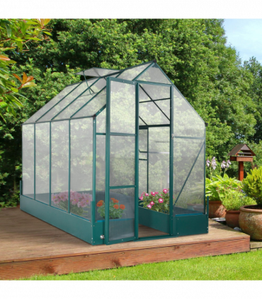 Greenhouse Polycarbonate Transparent Green 250cm x 190cm x 219cm Garden Walk-in
