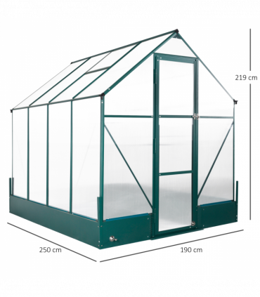 Greenhouse Polycarbonate Transparent Green 250cm x 190cm x 219cm Garden Walk-in