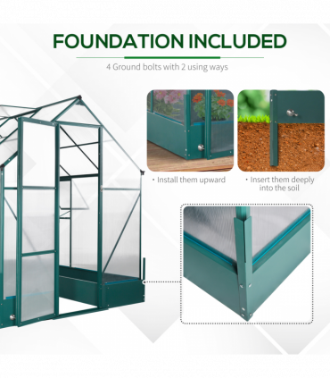 Greenhouse Polycarbonate Transparent Green 250cm x 190cm x 219cm Garden Walk-in