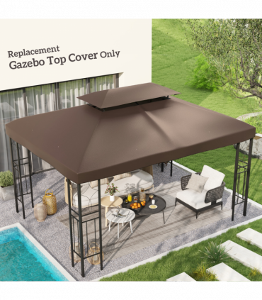 Gazebo Replacement Top Cover, 2-Tier, 3x4 m-Brown