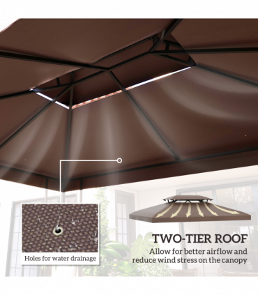 Gazebo Replacement Top Cover, 2-Tier, 3x4 m-Brown