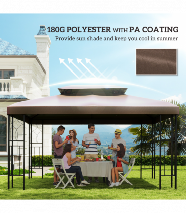 Gazebo Replacement Top Cover, 2-Tier, 3x4 m-Brown