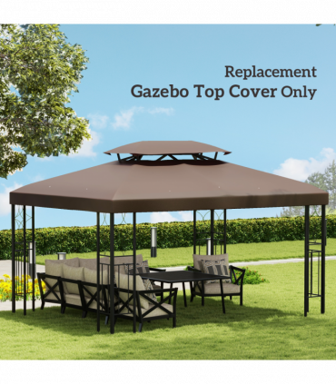 Gazebo Replacement Top Cover, 2-Tier, 3x4 m-Brown