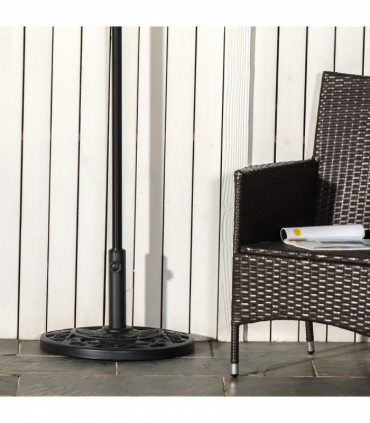  Half Round Parasol Base Weighted Umbrella Holder Stand Balcony Black