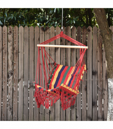 Hammock Chair Swing Colourful Striped Seat Porch Indoor Outdoor Hanging Beach