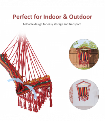 Hammock Chair Swing Colourful Striped Seat Porch Indoor Outdoor Hanging Beach