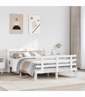 vidaXL Bed Frame with Headboard without Mattress White 150x200 cm King Size