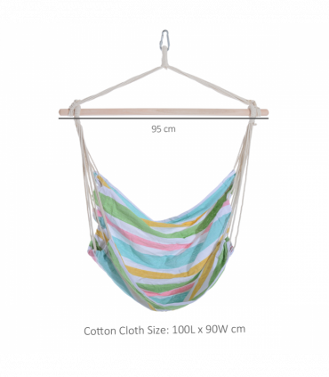 Hanging Swing Chair-Multi-colour stripes, white rope