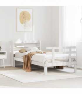 vidaXL Bed Frame with Headboard without Mattress White 100x200 cm