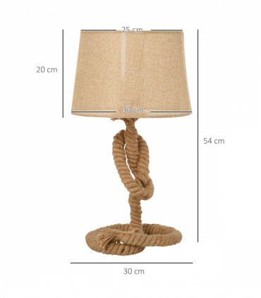 Hemp Rope Linen Shade Table Lamp Beige