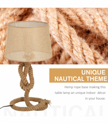 Hemp Rope Linen Shade Table Lamp Beige