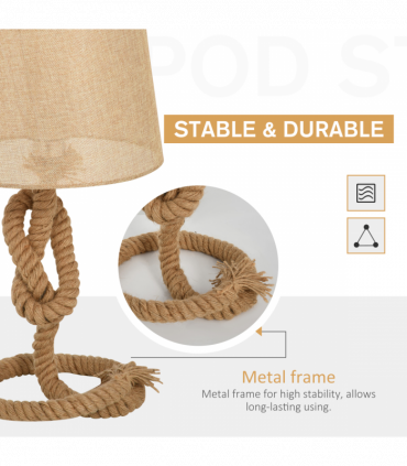 Hemp Rope Linen Shade Table Lamp Beige