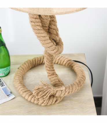 Hemp Rope Linen Shade Table Lamp Beige