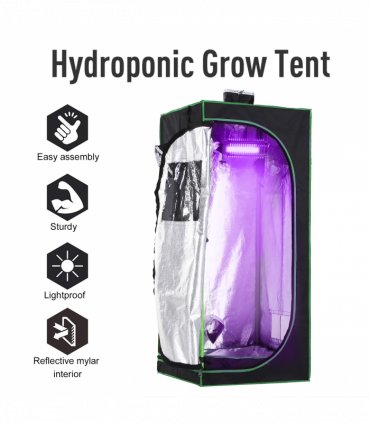 Hydroponic Plant Grow Tent  W/ Window Tool Bag, 60L x 60W x 140Hcm-Black/Green