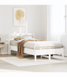 vidaXL Bed Frame without Mattress White 120x190 cm Small Double Solid Wood Pine