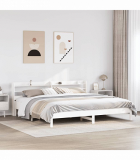 vidaXL Bed Frame without Mattress White 180x200 cm Super King Solid Wood Pine