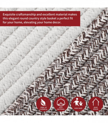 Cotton Rope Laundry Basket WHT & NATURAL 56 x 35.5cm - Natural Hand-Woven Basket
