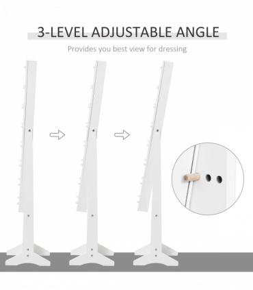 LED Mirrored Jewellery Cabinet, 36Lx30Wx136H cm-White