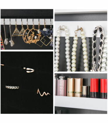 LED Mirrored Jewellery Cabinet, 36Lx30Wx136H cm-White