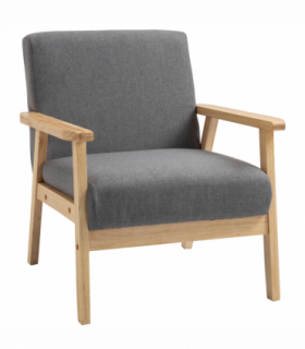 Linen Upholstered Pine Wood Accent Armchair Grey/Oak