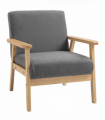 Linen Upholstered Pine Wood Accent Armchair Grey/Oak