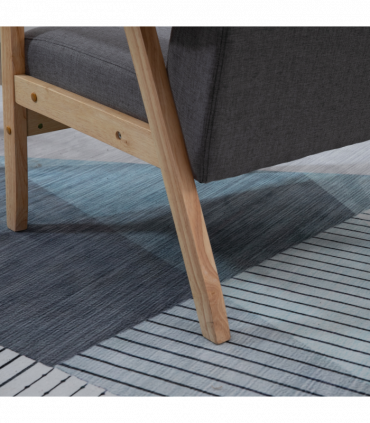 Linen Upholstered Pine Wood Accent Armchair Grey/Oak