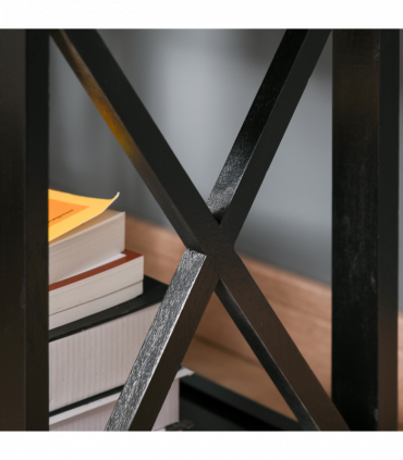 MDF 2-Tier Side Table w/ Drawer Black