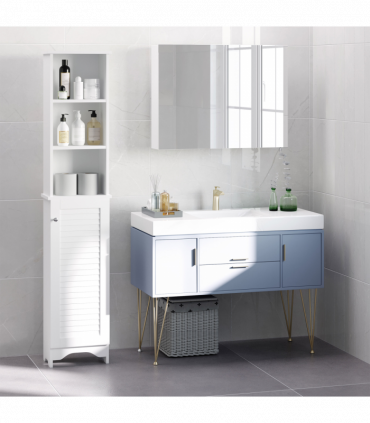 MDF 6-Tier    Tall Bathroom Storage Cabinet White 34cmx20cmx165cm