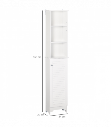 MDF 6-Tier    Tall Bathroom Storage Cabinet White 34cmx20cmx165cm
