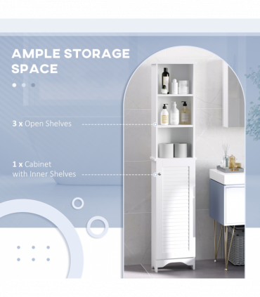 MDF 6-Tier    Tall Bathroom Storage Cabinet White 34cmx20cmx165cm