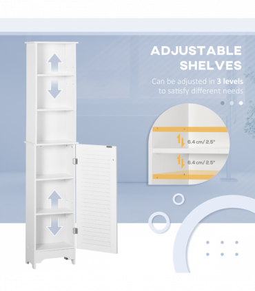 MDF 6-Tier    Tall Bathroom Storage Cabinet White 34cmx20cmx165cm