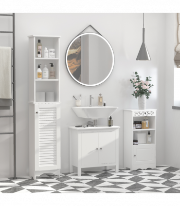 MDF 6-Tier    Tall Bathroom Storage Cabinet White 34cmx20cmx165cm