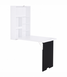 MDF Folding Wall-Mounted Drop-Leaf Table White and Black 65cm x 94.5cm x 147cm