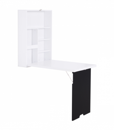 MDF Folding Wall-Mounted Drop-Leaf Table White and Black 65cm x 94.5cm x 147cm