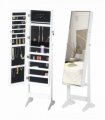 MDF Freestanding Glass Mirror Jewellery Cabinet White