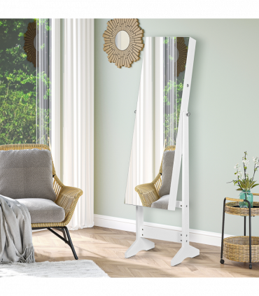 MDF Freestanding Glass Mirror Jewellery Cabinet White