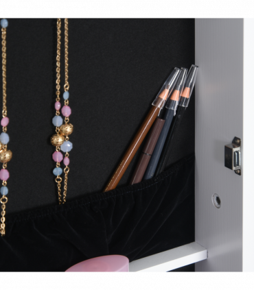 MDF Freestanding Glass Mirror Jewellery Cabinet White