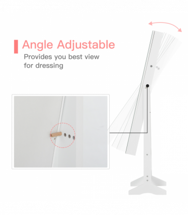 MDF Freestanding Glass Mirror Jewellery Cabinet White