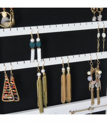 MDF Freestanding Glass Mirror Jewellery Cabinet White