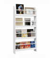 MDF Wall-Mounted 4-Tier Magazine Shelf Rack - White, 59cm x 12cm x 113cm