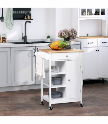 MDF Kitchen Storage Trolley White