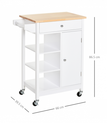 MDF Kitchen Storage Trolley White