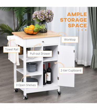 MDF Kitchen Storage Trolley White