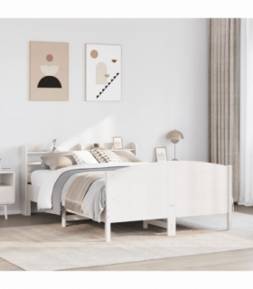 vidaXL Bed Frame without Mattress White 120x190 cm Small Double Solid Wood Pine