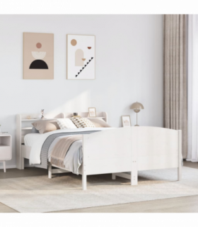 vidaXL Bed Frame without Mattress White 150x200 cm King Size Solid Wood Pine